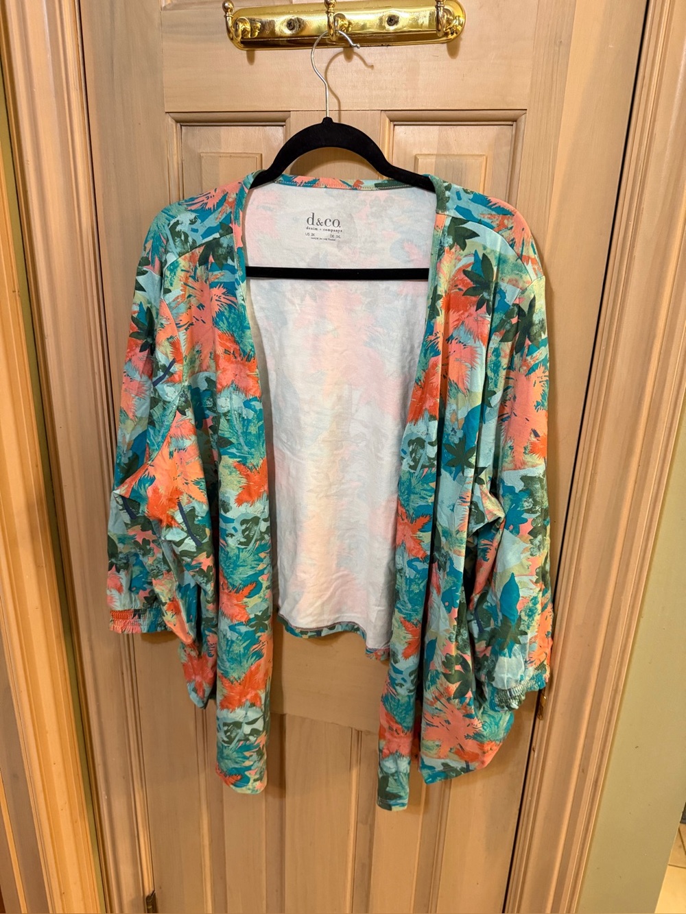 Women’s Plus Sz 3X Denim & Co cardigan sweater tropical print open front